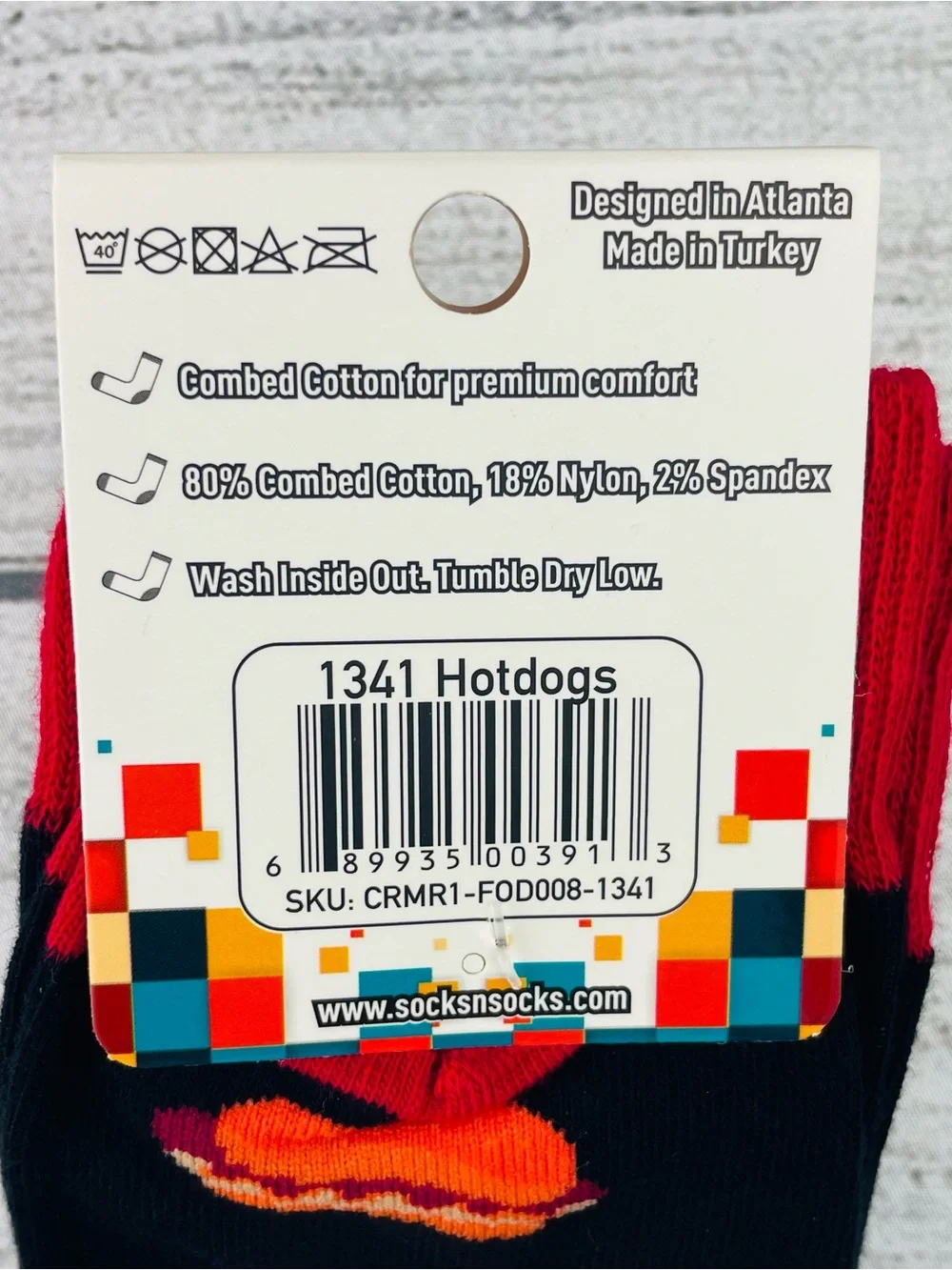 Socks n Socks Mens One Size Hotdog & Fries Food Theme Crew Socks - NEW
